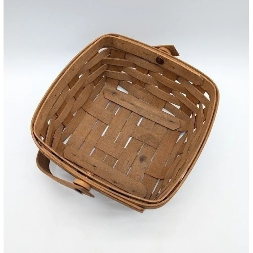 Vintage 80s Longaberger Berry Basket Swing Handle Handwoven Napkin Storage Cabin